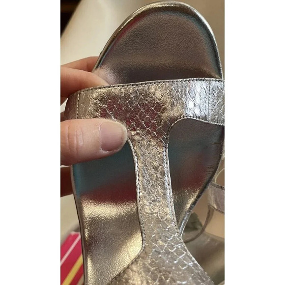 BCBG Girls Size 8 1/2 M Onella Sandal Silver Metallic Whips Sandals Platform - Picture 12 of 16